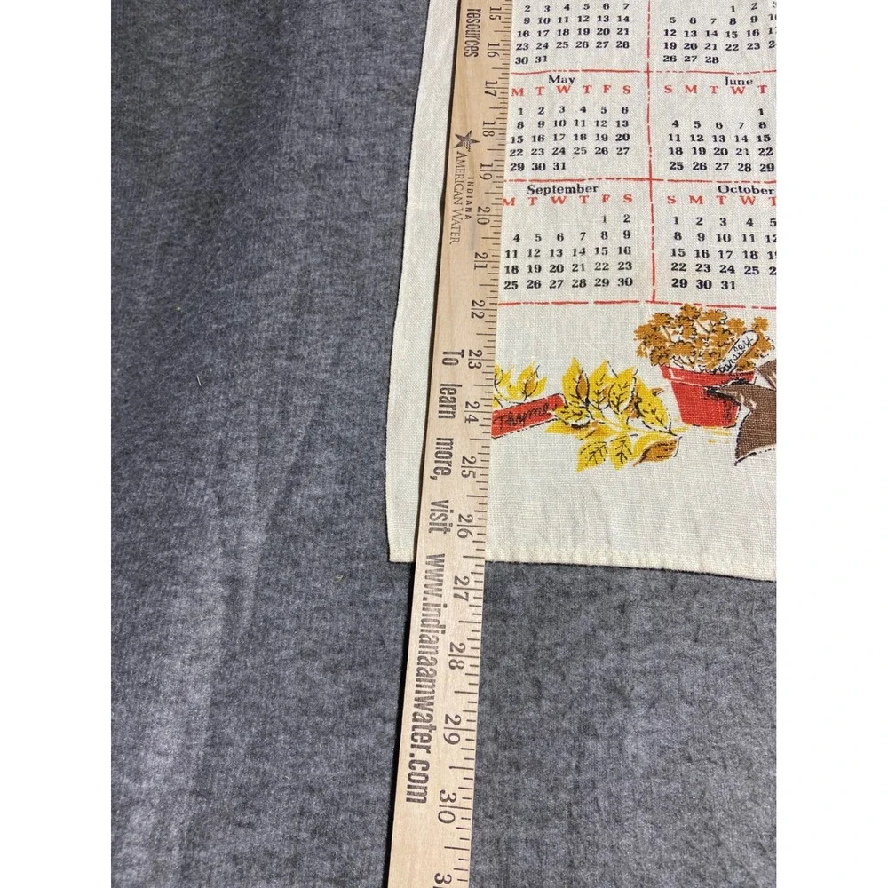 Vintage Calendar Tea Towels Lot 3 Multicolor 1967 1972 1973 Linen Farmhouse